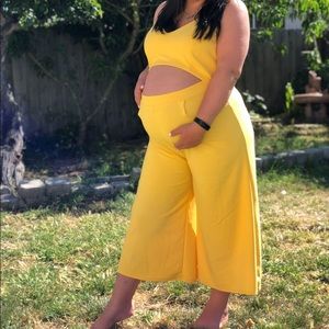 Maternity yellow jumpsuit